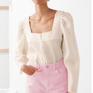 NWT And Other Stories Square Neck Button Down Cream Blouse